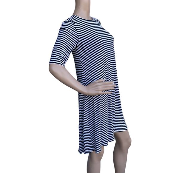 Old Navy Women's Black White Stripes Jersey Short Sleeve T-Shirt Swing Dress S - Picture 3 of 5